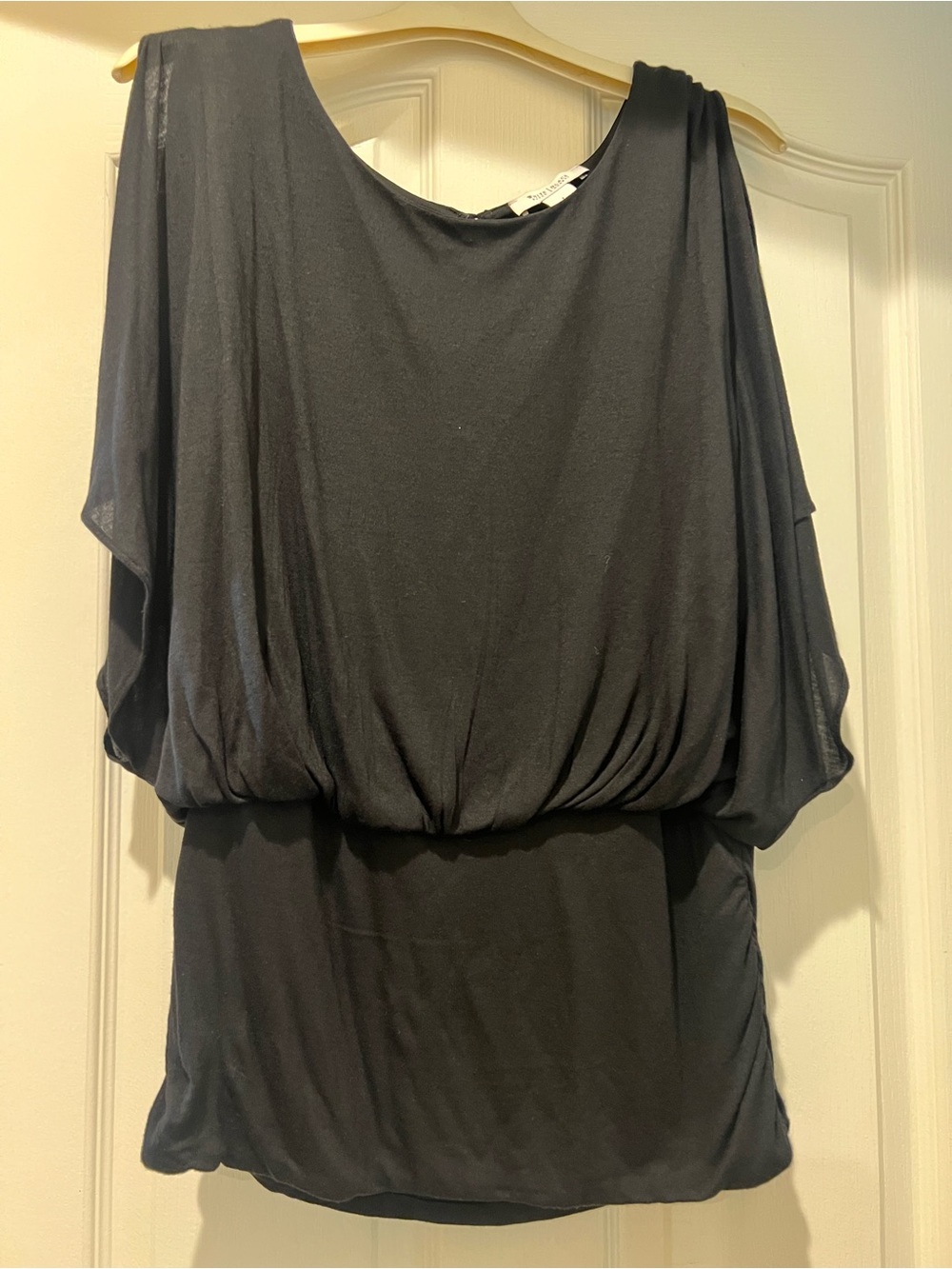 White House Black Market Black Draped Batwing Top